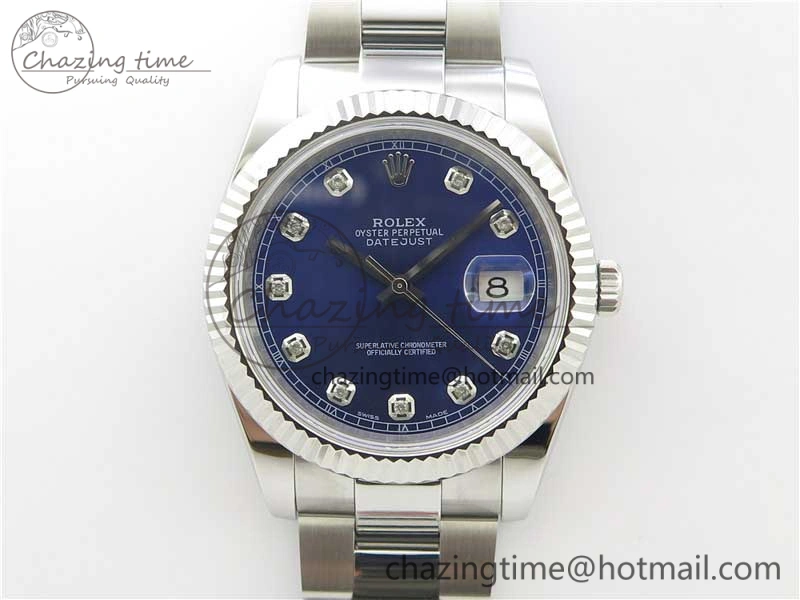 TimelessDesign DateJust 126334 SS Noob 1:1 904L Best Edition Blue Dial Diamond on Oyster Bracelet A 3164