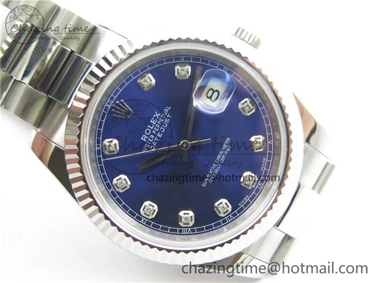 TimelessDesign DateJust 126334 SS Noob 1:1 904L Best Edition Blue Dial Diamond on Oyster Bracelet A 3164
