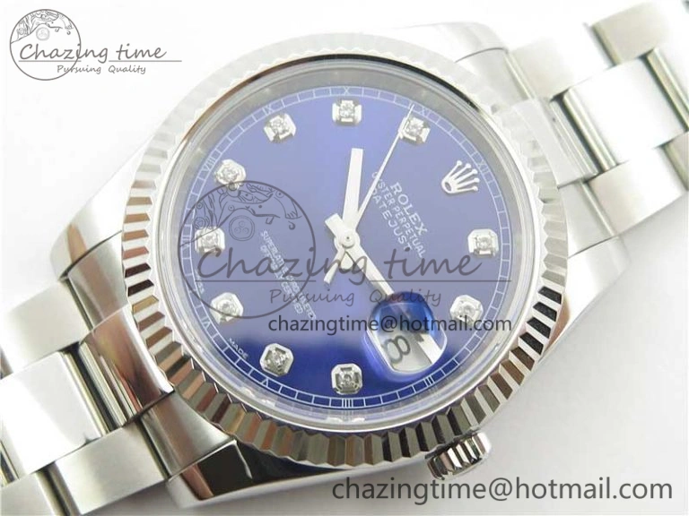 TimelessDesign DateJust 126334 SS Noob 1:1 904L Best Edition Blue Dial Diamond on Oyster Bracelet A 3164