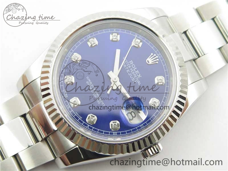 TimelessDesign DateJust 126334 SS Noob 1:1 904L Best Edition Blue Dial Diamond on Oyster Bracelet A 3164