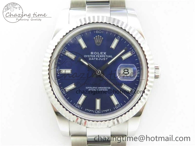 Classic DateJust 126334 SS Noob 1:1 904L Best Edition Blue Dial Stick Markers on Oyster Bracelet A 3169