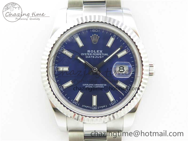 Classic DateJust 126334 SS Noob 1:1 904L Best Edition Blue Dial Stick Markers on Oyster Bracelet A 3169