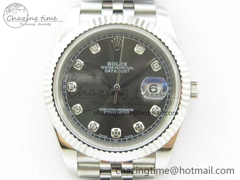 DateJust 126334 SS Noob 1:1 904L Best Edition Gray Dial Diamond on Jubilee Bracelet A Versatile 3156