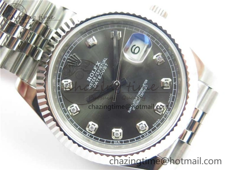 DateJust 126334 SS Noob 1:1 904L Best Edition Gray Dial Diamond on Jubilee Bracelet A Versatile 3156
