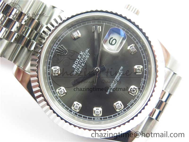 DateJust 126334 SS Noob 1:1 904L Best Edition Gray Dial Diamond on Jubilee Bracelet A Versatile 3156