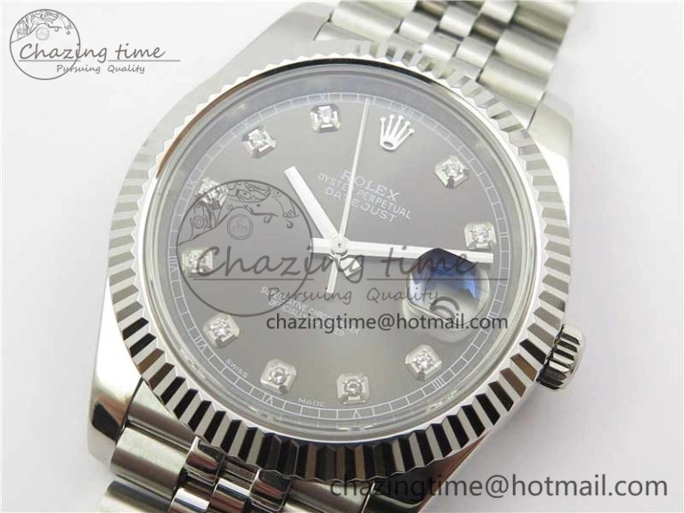 DateJust 126334 SS Noob 1:1 904L Best Edition Gray Dial Diamond on Jubilee Bracelet A Versatile 3156