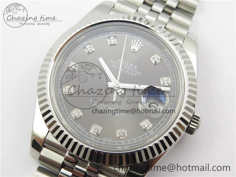 DateJust 126334 SS Noob 1:1 904L Best Edition Gray Dial Diamond on Jubilee Bracelet A Versatile 3156