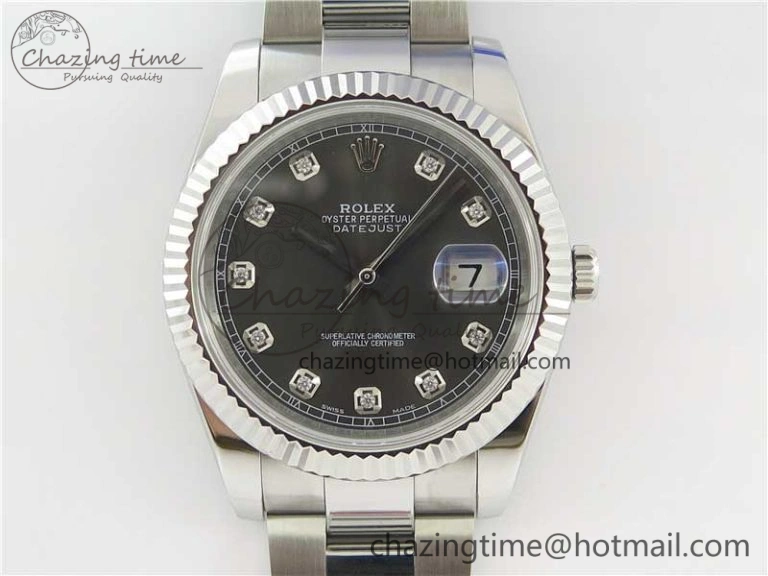 DateJust 126334 SS Noob 1:1 904L Best Edition Gray Dial Diamond on Oyster Bracelet A Stylish 3167