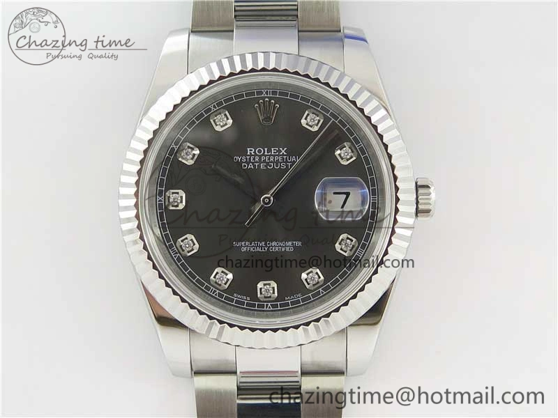 DateJust 126334 SS Noob 1:1 904L Best Edition Gray Dial Diamond on Oyster Bracelet A Stylish 3167