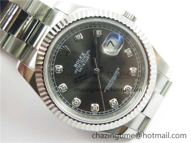 DateJust 126334 SS Noob 1:1 904L Best Edition Gray Dial Diamond on Oyster Bracelet A Stylish 3167