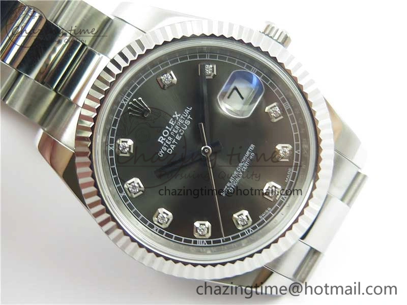 DateJust 126334 SS Noob 1:1 904L Best Edition Gray Dial Diamond on Oyster Bracelet A Stylish 3167