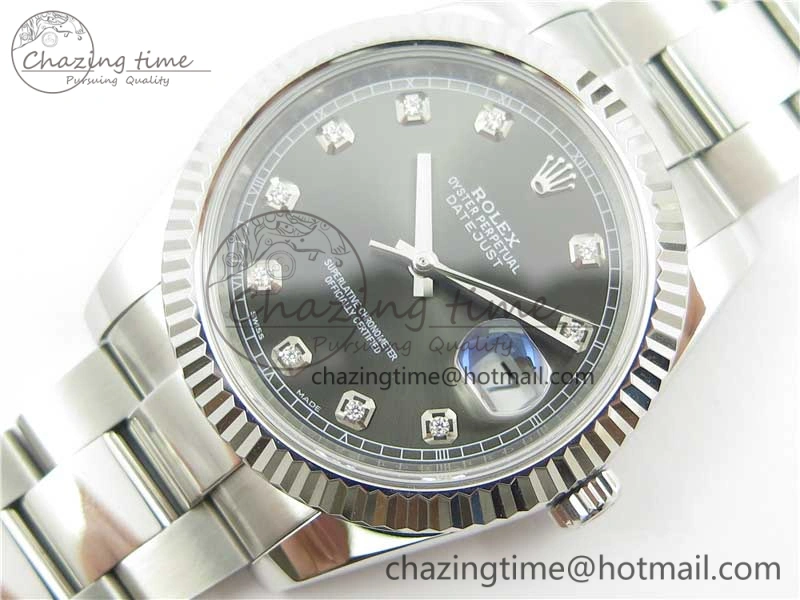 DateJust 126334 SS Noob 1:1 904L Best Edition Gray Dial Diamond on Oyster Bracelet A Stylish 3167
