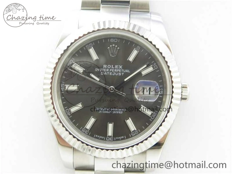 Effortless DateJust 126334 SS Noob 1:1 904L Best Edition Gray Dial Stick Markers on Oyster Bracelet A 3170
