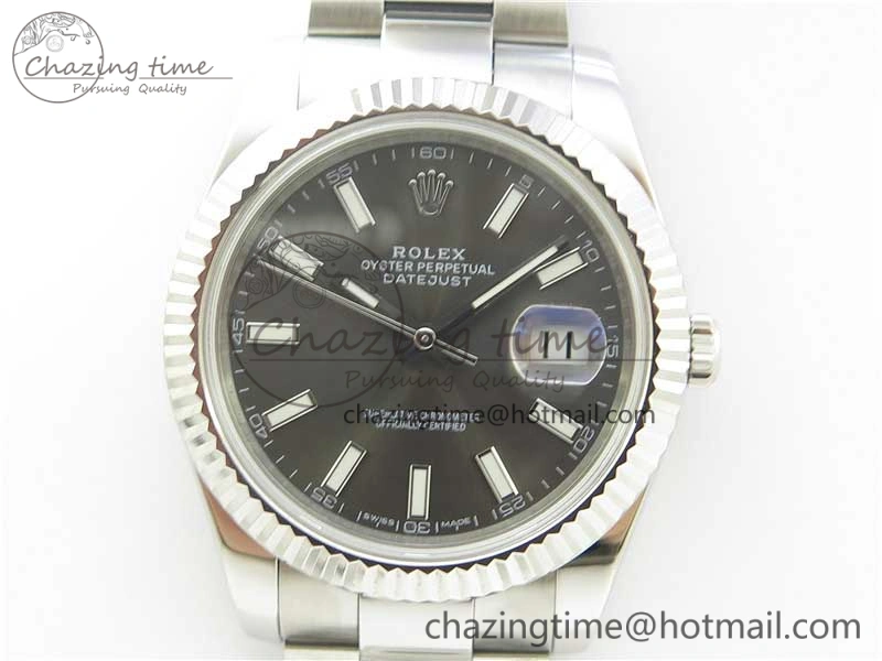 Effortless DateJust 126334 SS Noob 1:1 904L Best Edition Gray Dial Stick Markers on Oyster Bracelet A 3170