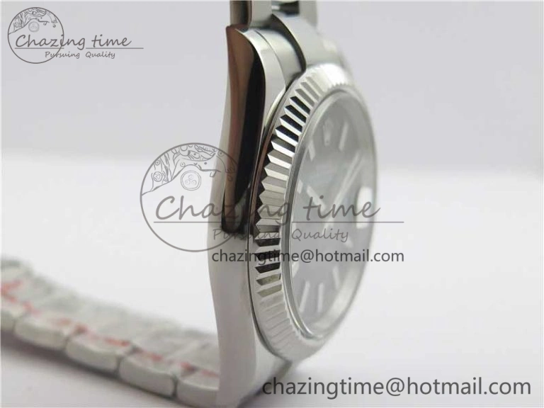 Effortless DateJust 126334 SS Noob 1:1 904L Best Edition Gray Dial Stick Markers on Oyster Bracelet A 3170