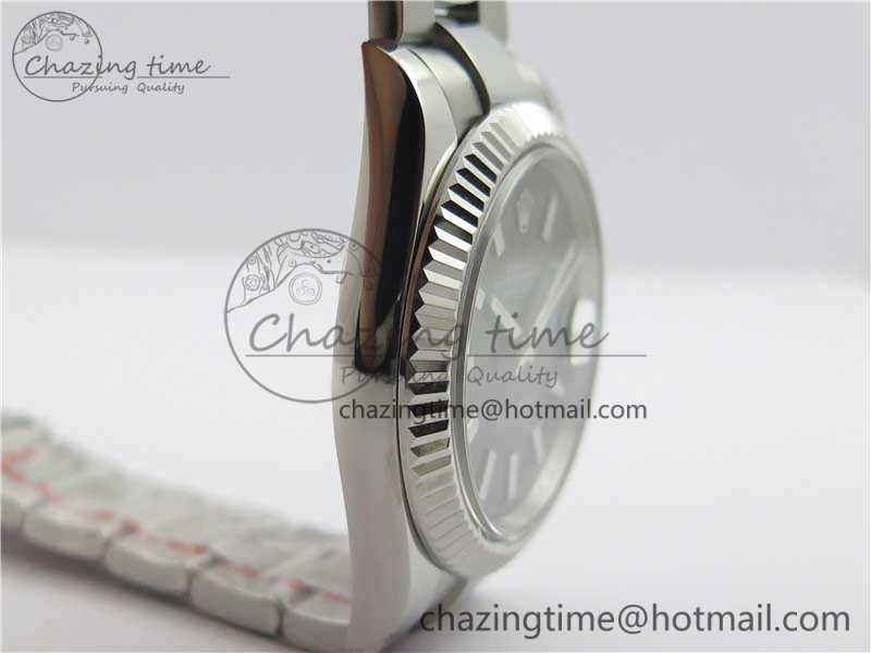 Effortless DateJust 126334 SS Noob 1:1 904L Best Edition Gray Dial Stick Markers on Oyster Bracelet A 3170