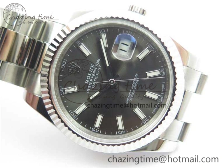Effortless DateJust 126334 SS Noob 1:1 904L Best Edition Gray Dial Stick Markers on Oyster Bracelet A 3170