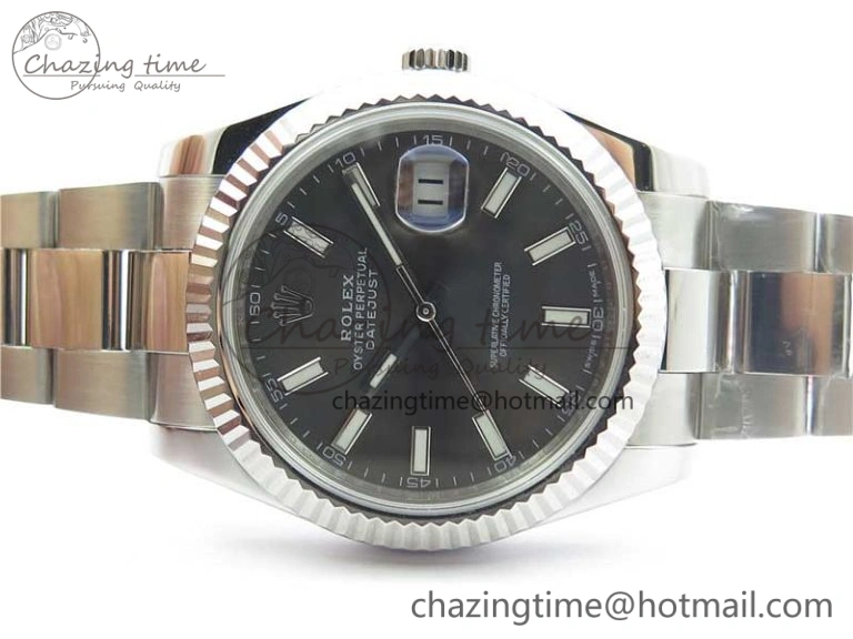 Effortless DateJust 126334 SS Noob 1:1 904L Best Edition Gray Dial Stick Markers on Oyster Bracelet A 3170