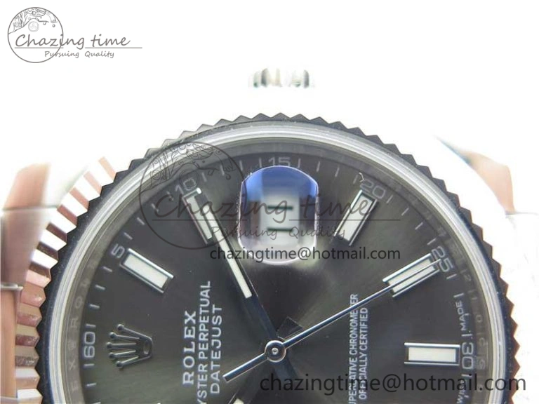 Effortless DateJust 126334 SS Noob 1:1 904L Best Edition Gray Dial Stick Markers on Oyster Bracelet A 3170