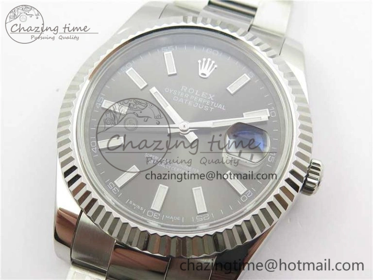 Effortless DateJust 126334 SS Noob 1:1 904L Best Edition Gray Dial Stick Markers on Oyster Bracelet A 3170