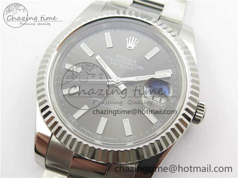 Effortless DateJust 126334 SS Noob 1:1 904L Best Edition Gray Dial Stick Markers on Oyster Bracelet A 3170