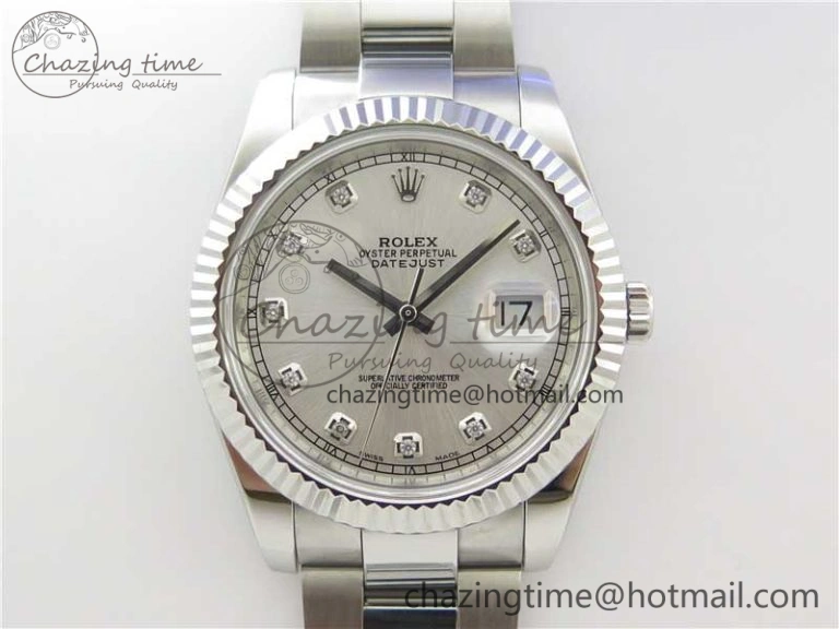 DateJust 126334 SS Noob 1:1 904L Best Edition Silver Dial Diamond on Oyster Bracelet A Casual 3159