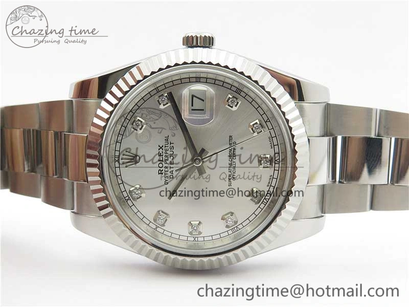 DateJust 126334 SS Noob 1:1 904L Best Edition Silver Dial Diamond on Oyster Bracelet A Casual 3159