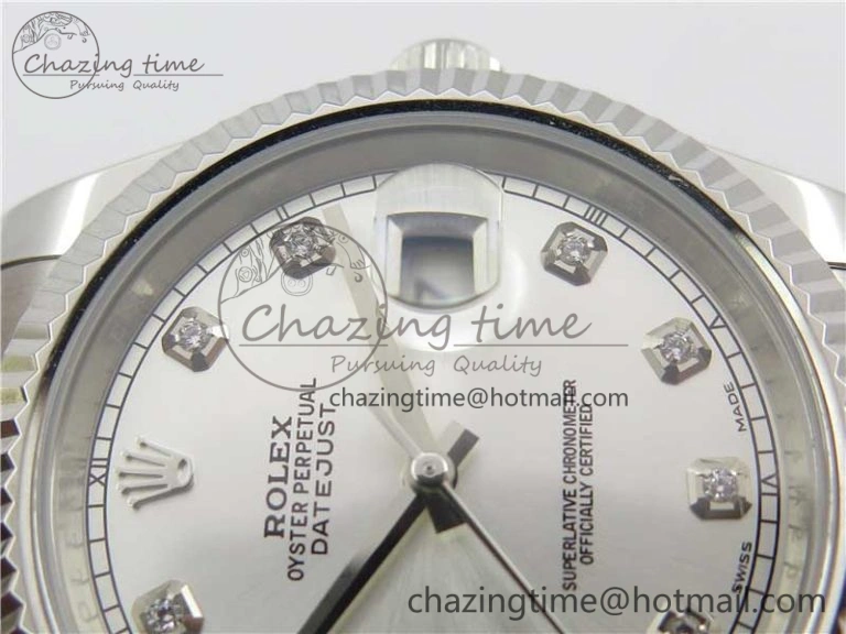 DateJust 126334 SS Noob 1:1 904L Best Edition Silver Dial Diamond on Oyster Bracelet A Casual 3159