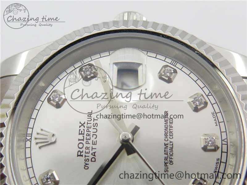 DateJust 126334 SS Noob 1:1 904L Best Edition Silver Dial Diamond on Oyster Bracelet A Casual 3159