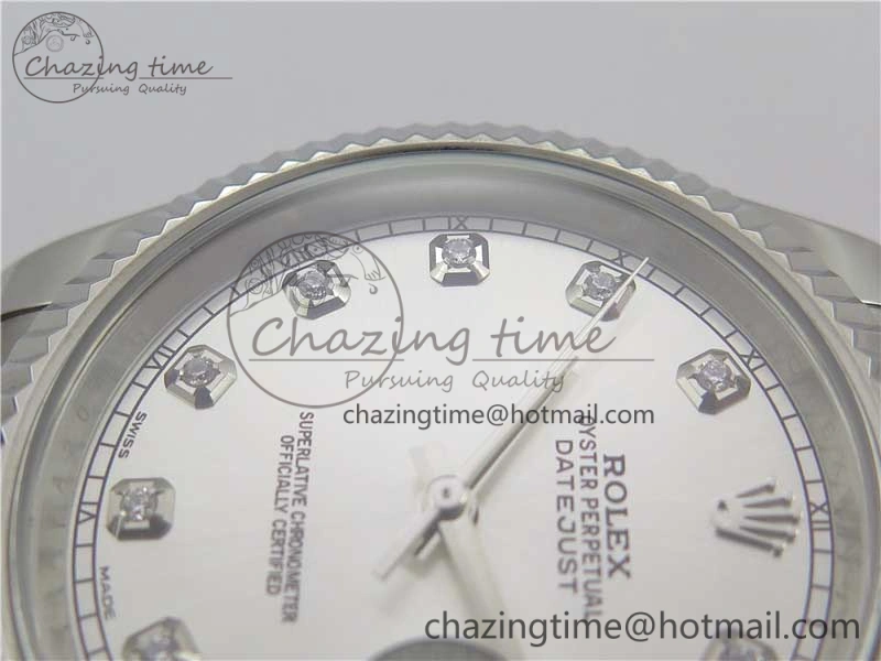 DateJust 126334 SS Noob 1:1 904L Best Edition Silver Dial Diamond on Oyster Bracelet A Casual 3159