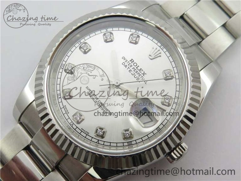 DateJust 126334 SS Noob 1:1 904L Best Edition Silver Dial Diamond on Oyster Bracelet A Casual 3159