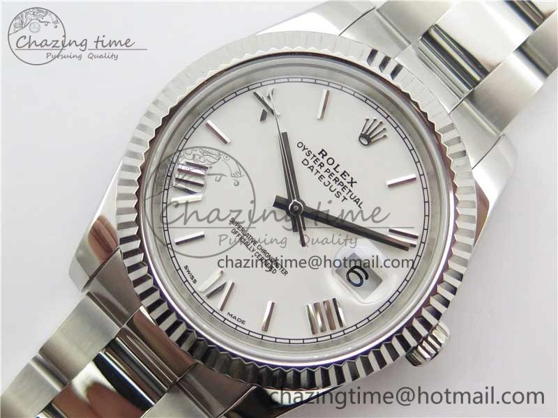 DateJust 126334 SS Noob 1:1 904L Best Edition White Dial Roman Markers on Oyster Bracelet A Stretchable 3171