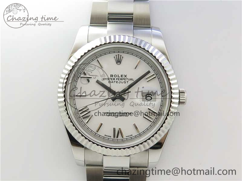 DateJust 126334 SS Noob 1:1 904L Best Edition White Dial Roman Markers on Oyster Bracelet A Stretchable 3171