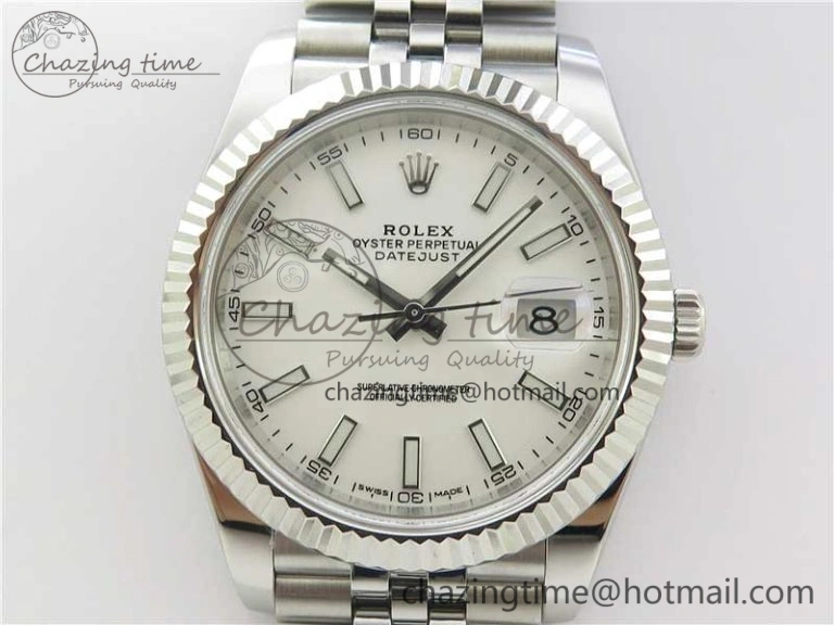 DateJust 126334 SS Noob 1:1 904L Best Edition White Dial Stick Markers on Jubilee Bracelet A Stretchable 3160