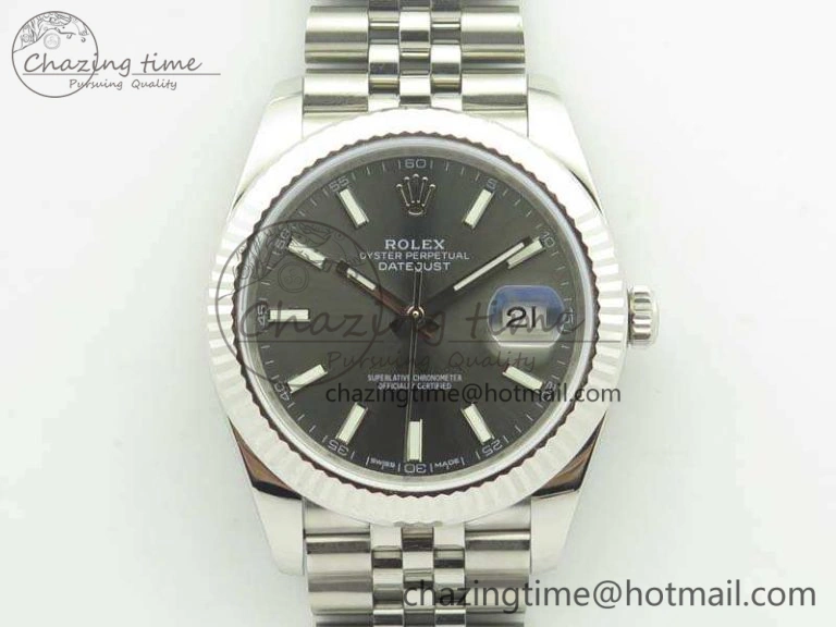 Snug DateJust 126334 SS REF 1:1 Best Edition Gray Dial Stick Markers On New Version Jubilee Bracelet A 3477