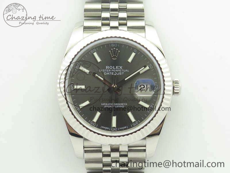 Snug DateJust 126334 SS REF 1:1 Best Edition Gray Dial Stick Markers On New Version Jubilee Bracelet A 3477