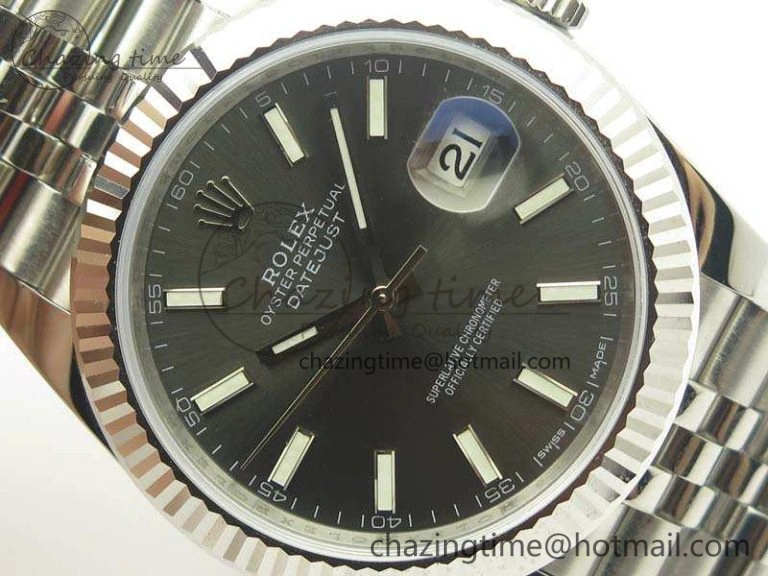 Snug DateJust 126334 SS REF 1:1 Best Edition Gray Dial Stick Markers On New Version Jubilee Bracelet A 3477