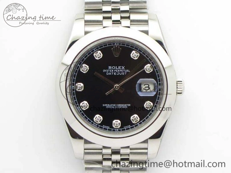 EasyMatch DateJust 228238 Smooth Bezel SS Noob 1:1 Best Edition Black Dial Diamond On Jubilee Bracelet A 3493