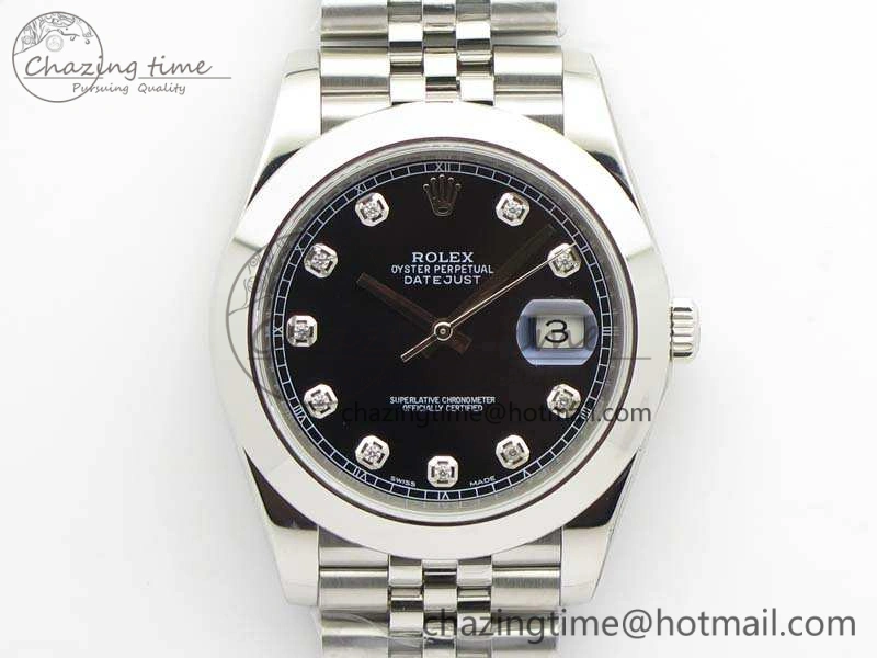 EasyMatch DateJust 228238 Smooth Bezel SS Noob 1:1 Best Edition Black Dial Diamond On Jubilee Bracelet A 3493