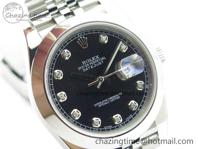 EasyMatch DateJust 228238 Smooth Bezel SS Noob 1:1 Best Edition Black Dial Diamond On Jubilee Bracelet A 3493