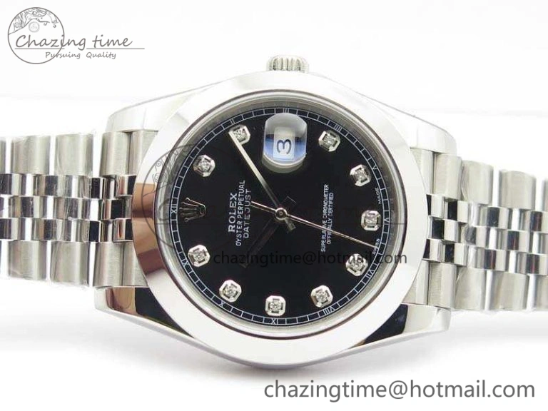 EasyMatch DateJust 228238 Smooth Bezel SS Noob 1:1 Best Edition Black Dial Diamond On Jubilee Bracelet A 3493