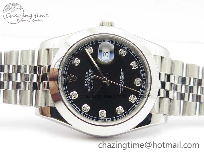 EasyMatch DateJust 228238 Smooth Bezel SS Noob 1:1 Best Edition Black Dial Diamond On Jubilee Bracelet A 3493