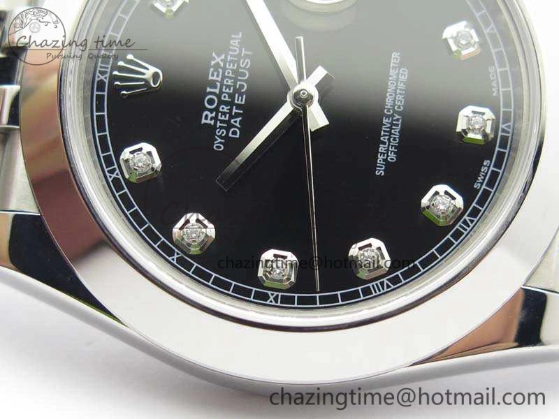 EasyMatch DateJust 228238 Smooth Bezel SS Noob 1:1 Best Edition Black Dial Diamond On Jubilee Bracelet A 3493