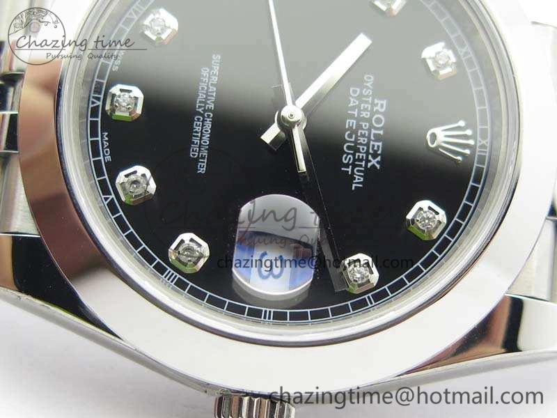 EasyMatch DateJust 228238 Smooth Bezel SS Noob 1:1 Best Edition Black Dial Diamond On Jubilee Bracelet A 3493