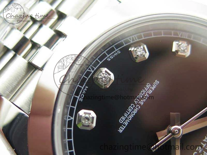EasyMatch DateJust 228238 Smooth Bezel SS Noob 1:1 Best Edition Black Dial Diamond On Jubilee Bracelet A 3493
