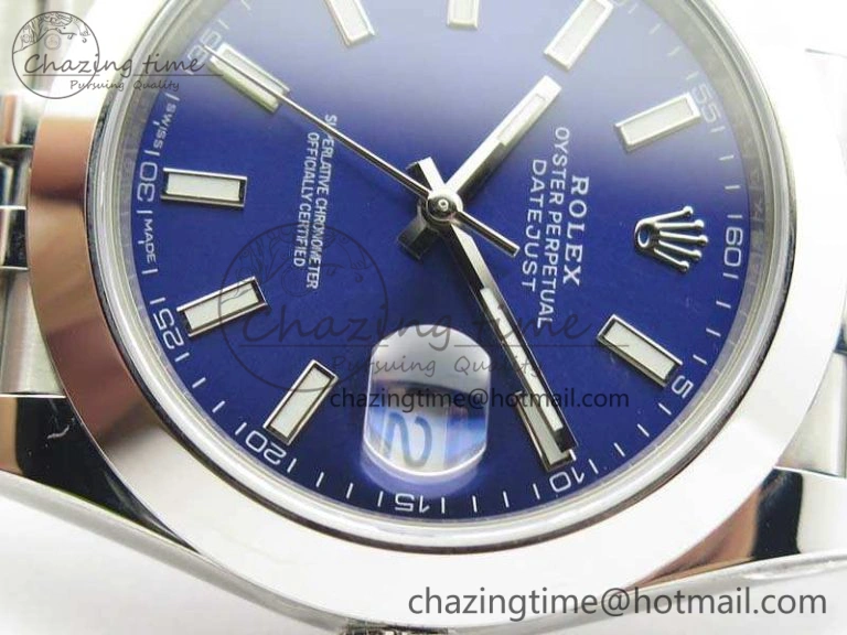 DateJust 228238 Smooth Bezel SS Noob 1:1 Best Edition Blue Sticks Dial On Jubilee Bracelet A GoodFit 3504