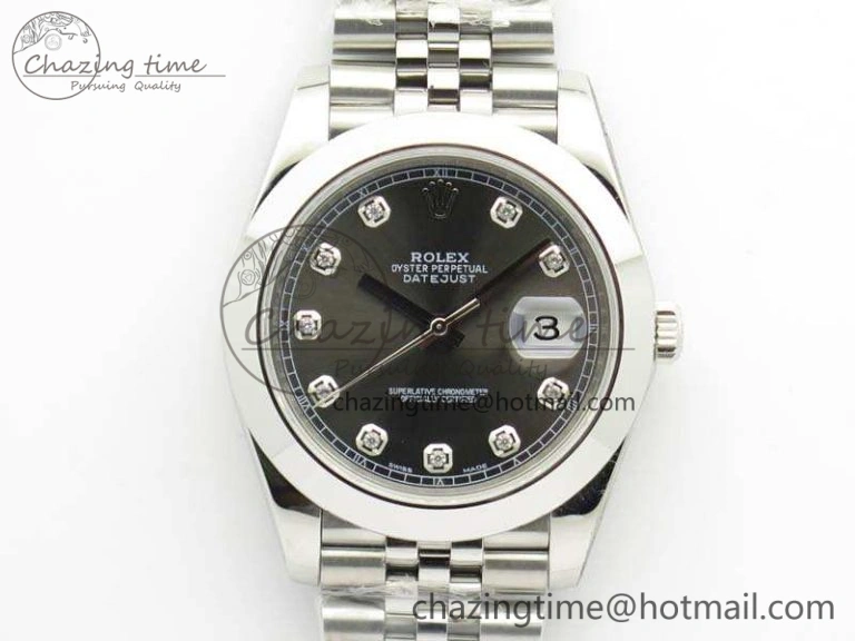 MoistureWicking DateJust 228238 Smooth Bezel SS Noob 1:1 Best Edition Gray Dial Diamond On Jubilee Bracelet A 3494