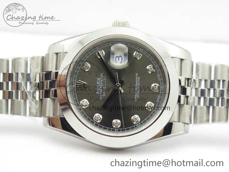MoistureWicking DateJust 228238 Smooth Bezel SS Noob 1:1 Best Edition Gray Dial Diamond On Jubilee Bracelet A 3494