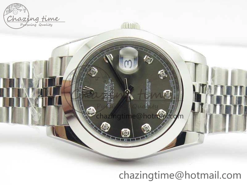 MoistureWicking DateJust 228238 Smooth Bezel SS Noob 1:1 Best Edition Gray Dial Diamond On Jubilee Bracelet A 3494
