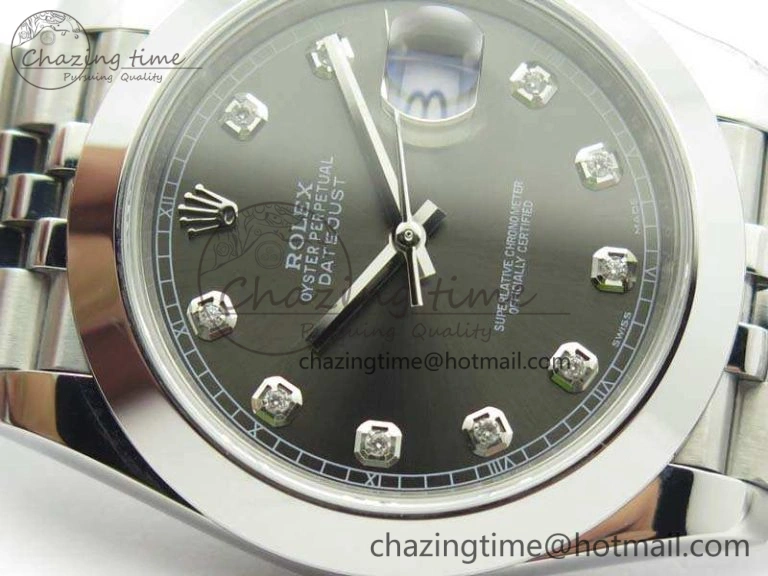MoistureWicking DateJust 228238 Smooth Bezel SS Noob 1:1 Best Edition Gray Dial Diamond On Jubilee Bracelet A 3494